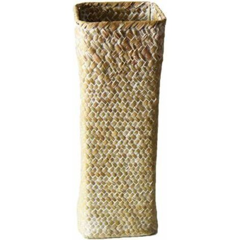 Vase à fleurs en rotin naturel – Panier déco intérieur grand format pour bouquets, style bohème et élégant (1/5)