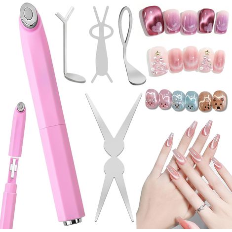 Nouvel aimant œil de chat rose 3 en 1, aimant pour ongles, outil magnétique facile à utiliser pour les débutants et les prothésistes ongulaires, motifs créatifs variés, résistant (1/5)