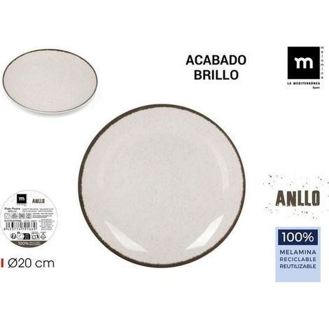 plato postre melamina reciclable brillo anllo 20 cms la mediterranea