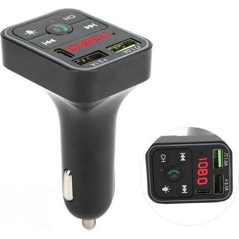 Émetteur FM Bluetooth 5.0 12V/24V, lecteur MP3 et chargeur téléphone avec éclairage d'ambiance multicolore (1/5)