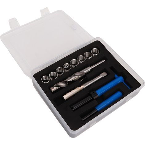 Kit de reparation filetage acier rapide M18x2.5 avec boite rangement outils refiletage auto pour restauration filets uses (1/5)