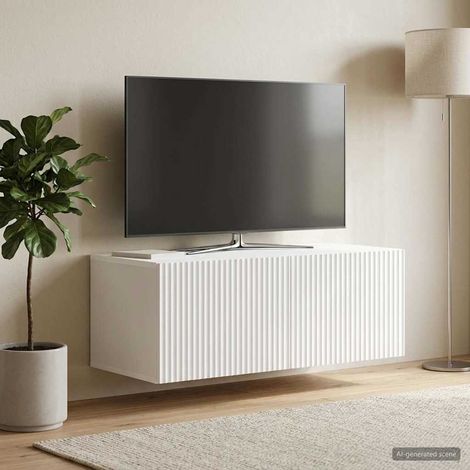 vidaXL Meuble TV mural Blanc 78,5 x 41 x 30 cm Bois d'ingénierie (1/5)