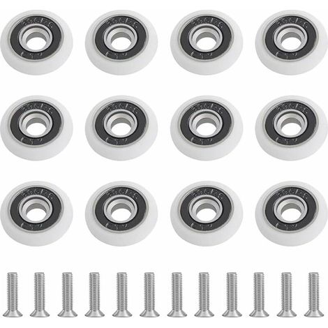 VURAHOME - Roulette Porte 12 pièces Roulette de Douche 23mm Roulette Porte Coulissante de Douche Roulette Porte de Porte Coulissante Porte a Roulette avce 12 Vis pour Coulissante de Douche Lilaris (1/5)