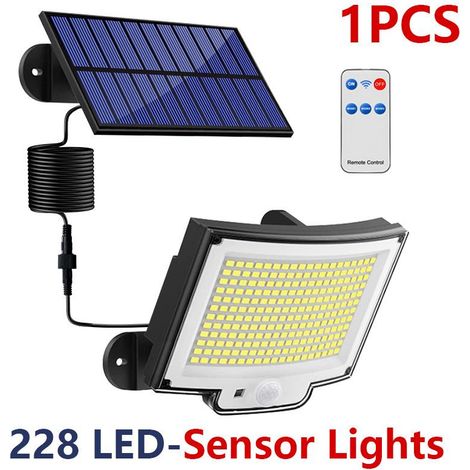 Wasserdichte Solar-Außenleuchte mit 228 LEDs, Bewegungsmelder, 2-in-1-Wandleuchte für Innen und Außen, Fernbedienung (1/5)