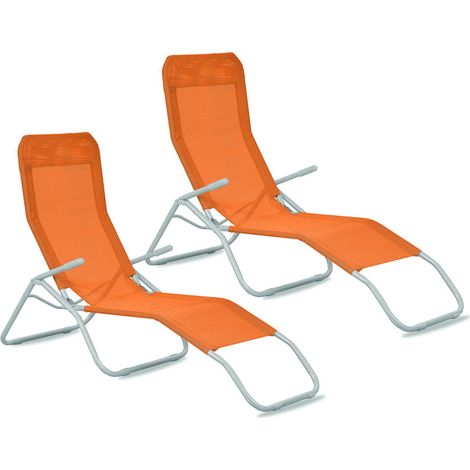 Aga 2x Tumbona de jardín SIESTA Naranja