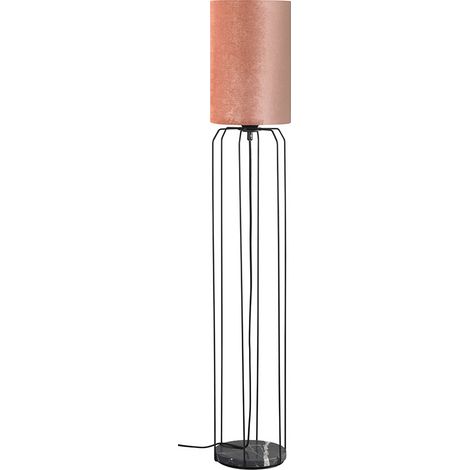 Lampada da terra per soggiorno, 1 luce, colore rosa nero, con paralume in tessuto, tessuto metallico, 1 attacco E27, PxH 20x114 cm