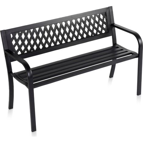 Black Metal Garden Bench with Backrest, 119x45x76 cm (1/5)