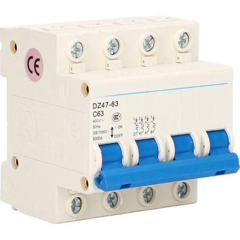 Disjoncteur miniature 4 pôles 63A protecteur de circuit interrupteur pour usage résidentiel 400V (1/5)