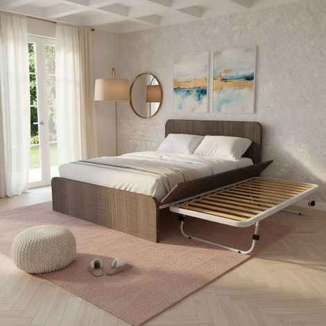 Letto matrimoniale 160x200 con rete estraibile e sollevabile - Olmo jerez scuro (1/5)
