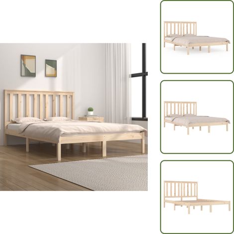 Testiera in legno - vidaXL Giroletto in Legno Massello 135x190 cm Small Double - Letto con testiera in legno