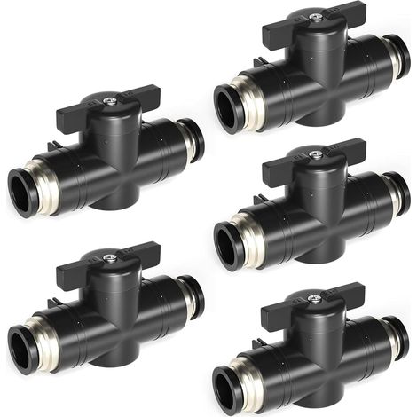 5-teiliges Kugelventil, 4 mm Durchmesser, Schnellkupplung, Kunststoff und Kupfer, Luftmengenregulierung, pneumatisches System (1/5)