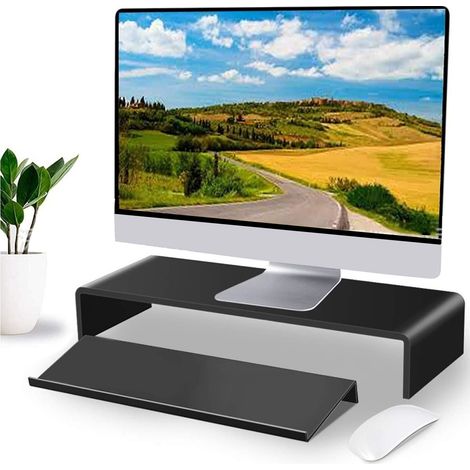 Support de clavier ergonomique en acrylique incliné avec bord bas et finition polie noir pour bureau (1/5)