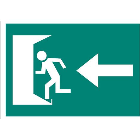 Señal fotoluminiscente de pictograma Salida emergencia puerta izquierda                                                   Señal PVC luminiscente       210X148