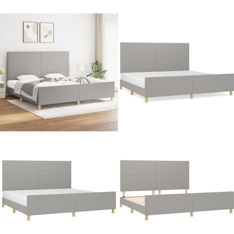 Bettgestell ohne Matratze Hellgrau 200x200 cm Stoff - Bettsofa - Boxspringbetten - Doppelbett - Lattenrost - Schlafzimmermöbel - Home & Living