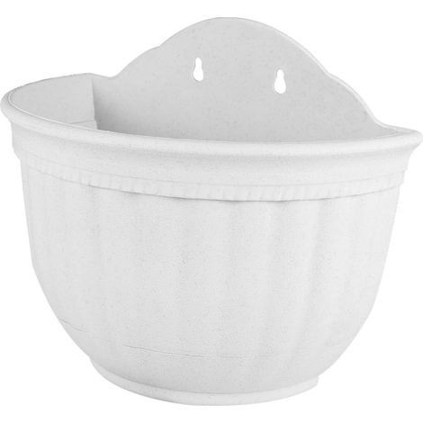 Pot de fleurs suspendu semi circulaire en plastique avec soucoupe (1/5)