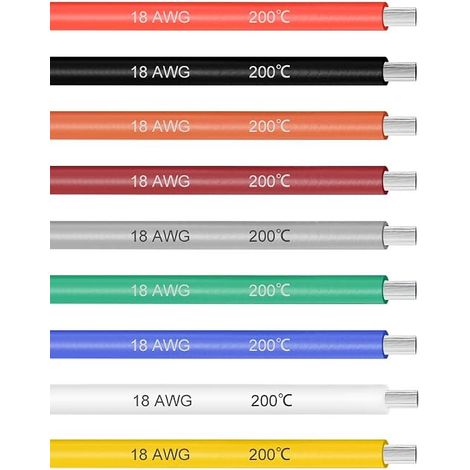 9 Colors Silicone Wire 18 AWG Electrical Wire Stranded Copper (1/5)