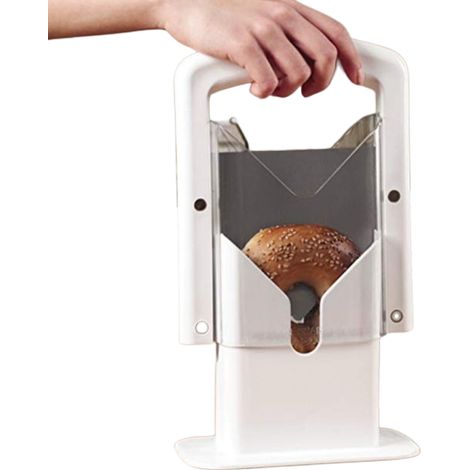 Trancheuse réglable pour pain maison, toasts, bagels et sandwichs, offrant une coupe uniforme et un rangement compact.-AquaForge (1/5)