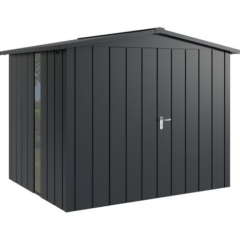 Hörmann Metall-Gerätehaus "Juno" mit Satteldach, JSD9 - Modern, 262 x 214 cm (B x T), anthrazit, mit bodentiefem Fenster, 2-flüglige Tür (1/5)
