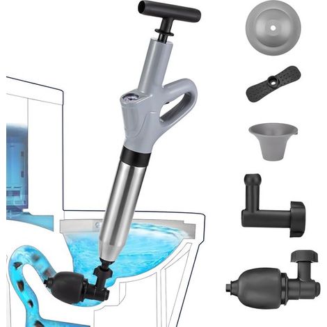 Déboucheur pneumatique pour toilettes et canalisations. Pompe puissante pour déboucher les toilettes, les sols de salle de bain et les lavabos. (1/5)