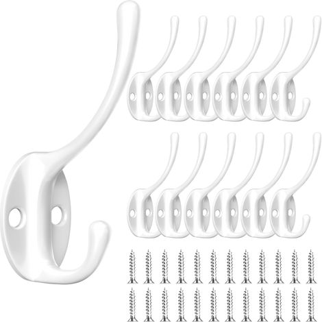 12 Pcs Patère Porte Manteau Murale Vintage Crochet Uniques Métal De Porte Chapeau Crochet Rétro Inox avec Vis pour la maison pour Porte-Manteau Salle de Bain Cuisine (Blanc) (1/5)