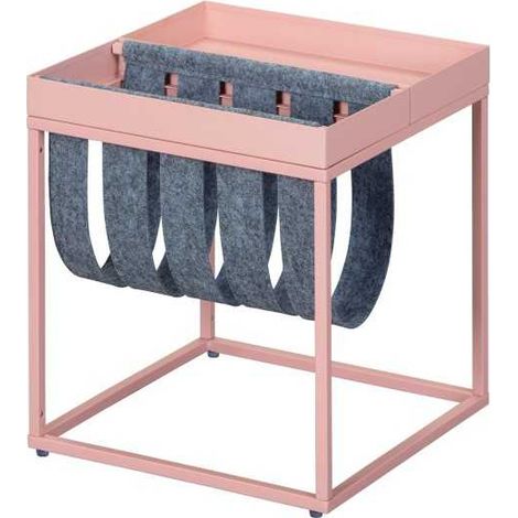 Porte revues 35x35x40 cm en métal rose et feutre (1/5)