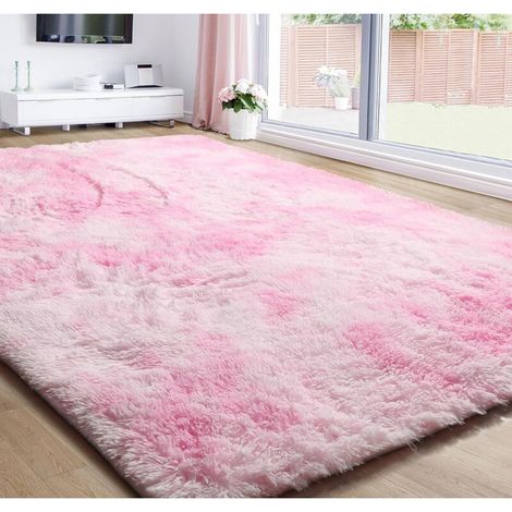 160 x 200cm living room carpet long haired bedroom carpet children's bedroom large size soft fluffy pink (1/4)