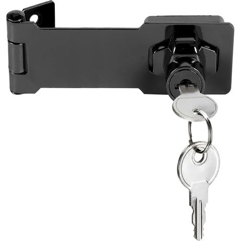 4 Inch cadenas à loquet porte en avec différentes clés, moraillon de verrouillage, serrure boîte aux lettres, fermoir cadenas serrure placard verrou porte pour tiroir, d'armoire, armoire noir (1/5)