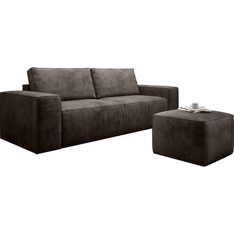 Canapé convertible WILACE en velours – 260cm-Marron (1/5)