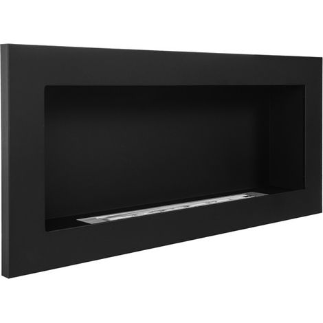 Camino a bioetanolo GLOBMETAL, Caminetto ecologico, Focolare senza fumo, Riscaldatore ad etanolo, 90x12 h39 cm, Nero (1/5)