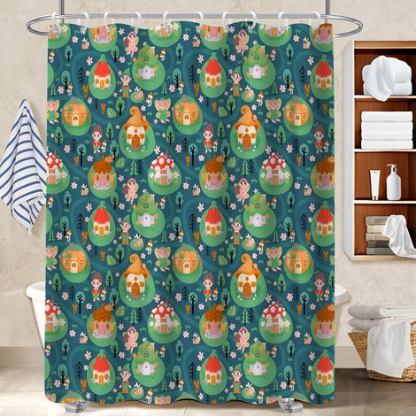 Rideau de bain en polyester 180x180 avec motif protection douche pour baignoire asymétrique (1/5)