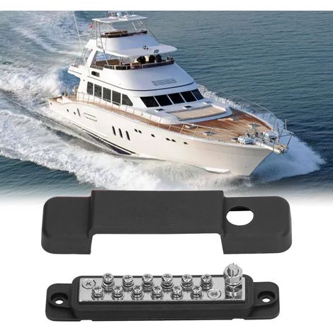 M8 12-polige Sammelschiene, geeignet für Wohnmobile und Yachten, 48V DC 150A, schwarz. (1/5)