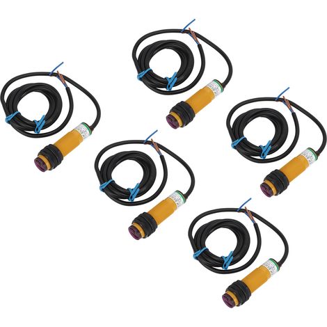 Lot de 5 interrupteurs photoélectriques infrarouges normalement ouverts, portée de détection de 10 à 30 cm, indice de protection IP65, capteur photoélectrique 90-250 V CA (1/5)