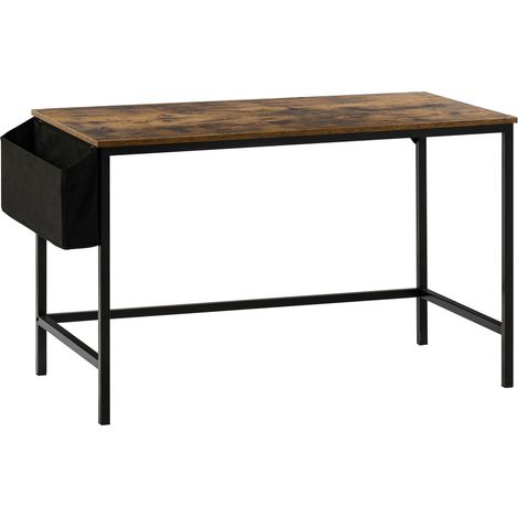Brooklyn Large Computer Desk PC Laptop Table With Storage Basket Storage Home Office Study, Dark-Wood (1/5)