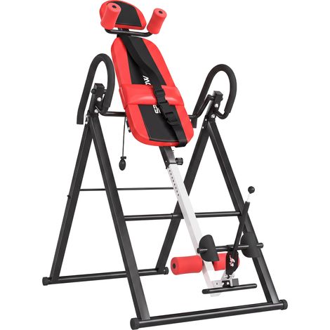 SPORTNOW Tavola d'Inversione Pieghevole con Cintura di Sicurezza, Rossa (1/5)