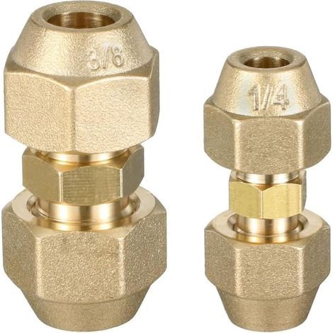 Ensemble de 2 raccords de climatisation en cuivre double de 1/4" et 3/8", connecteurs doubles, sans soudure. (1/5)
