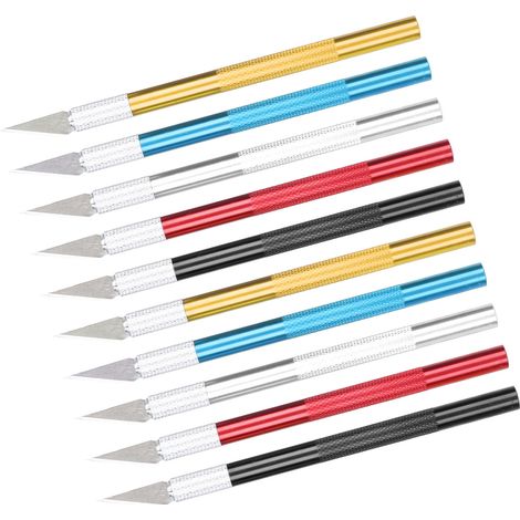 Ensemble de couteaux de sculpture en métal coloré, utilitaires et de précision, pour scrapbooking et loisirs créatifs. (1/5)