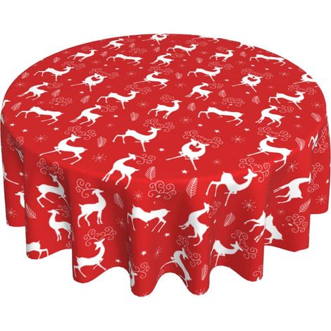 Nappe Ronde Blanc Cerf Thème Festival Décoration Maison Mariage 150 Cm Rouge-KZQ (1/2)