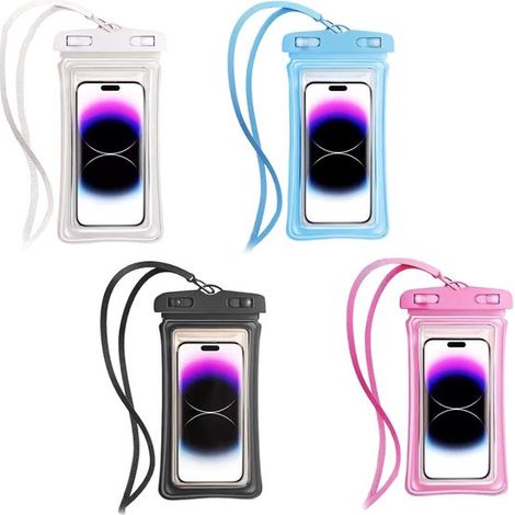Dailygoods 4 custodie impermeabili per cellulari fino a 7,2 pollici, complete di collare e clip. (1/5)