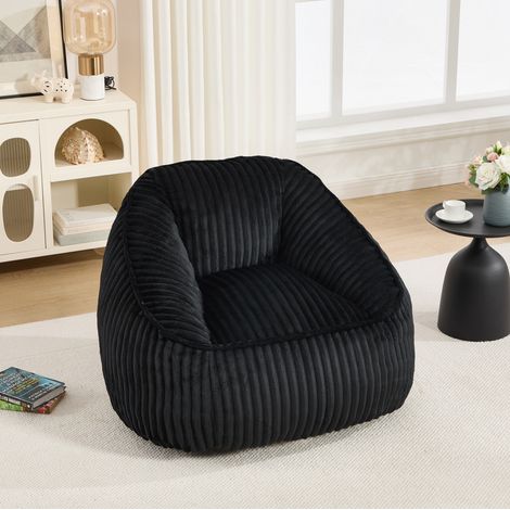 Fauteuil bean bag 46x43x29 cm en chenille noir, mousse à mémoire, pour salon cosy – MEUBLIV (1/5)