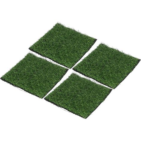 Lot de 4 plantes artificielles, gazon synthétique, tapis de jardin miniature à monter soi-même, 25 x 25 cm (1/5)