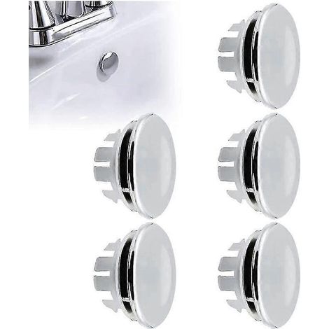Bouchon de trop-plein pour évier, bague de bouchon de trop-plein, garniture de trou rond pour évier, pièces de rechange pour trou de drainage, couvercle rond pour trou d'évier de cuisine ou de baignoi (1/5)