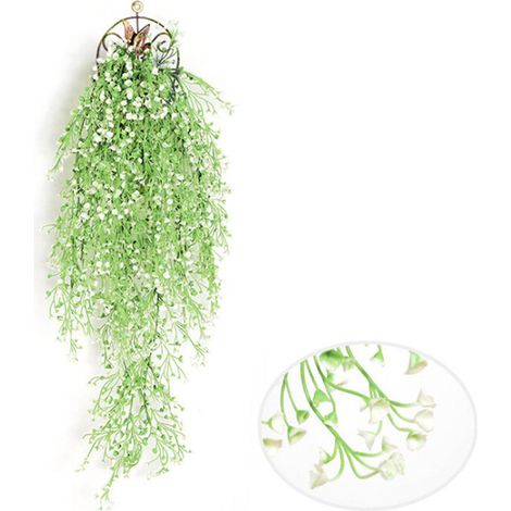 Faux Saule Amiral 77cm Plastique Réaliste Décoration Murale pour Bureau Salon Blanc (1/5)