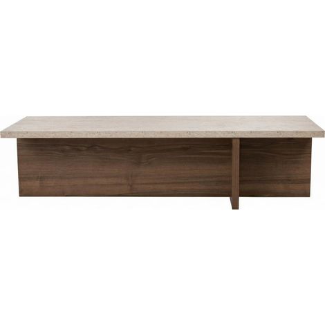 Table basse en bois "Harbor" - 120 x 45 x 30 cm - Travertin (1/4)
