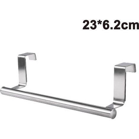 Porte-serviettes moderne avec crochets pour salle de bain et cuisine, porte-serviettes en acier inoxydable brossé sur le meuble 23 × 6,2 cm (1/5)