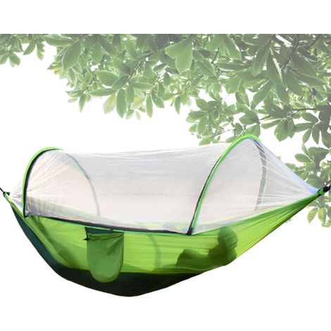 Hamac d'extérieur – Hamac portable avec moustiquaire Installation automatique instantanée, idéal pour le camping et la randonnée, auvent familial, 2,6 x 1,4 mètres (1/5)