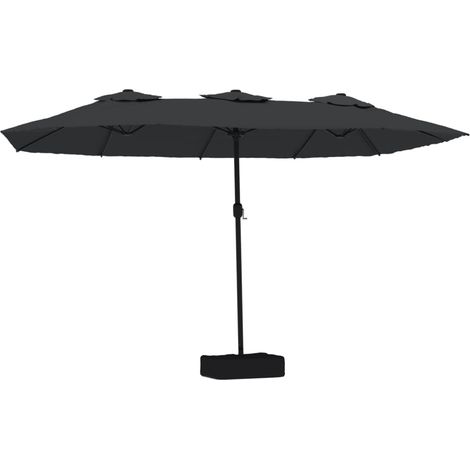 Double-Head Garden Parasol with LEDs Black 449x265 cm vidaXL (1/5)