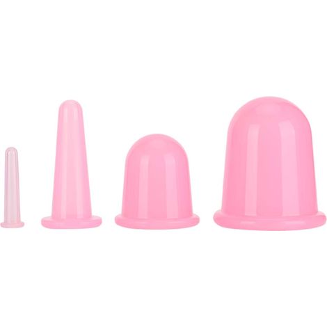 Lot 4 Ventouses Silicone Anti-Cellulite Massage Corps, Outils Bien-être Rose (1/5)