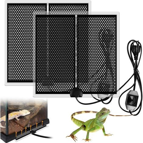 Lot De 2 Tapis Chauffant Reptile, 14W 28X28CM Tapis Chauffant Terrarium, Tapis Chauffant Pour Reptiles, Réglable Avec Contrôle De La Température Coussin Chauffant, Pour Tortue, Serpents, Lézards (1/5)