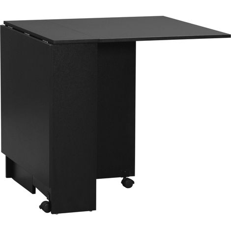 Tavolo Pieghevole Salvaspazio per 4-6 Persone con Ruote 75x140x74 cm in Legno Nero (1/5)