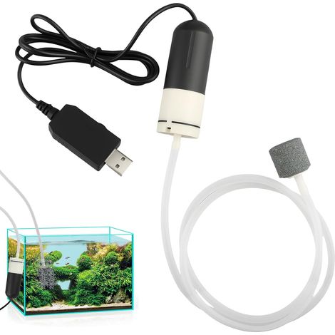Mini Pompe à Air Aquarium USB pour Pierre à Bulles Bulleur Oxygène Portable Silencieuse et Économe Pompe Aquarium Faible Consommation pour Petits Aquariums Bocaux à Poisson Facile à Installer (1/5)